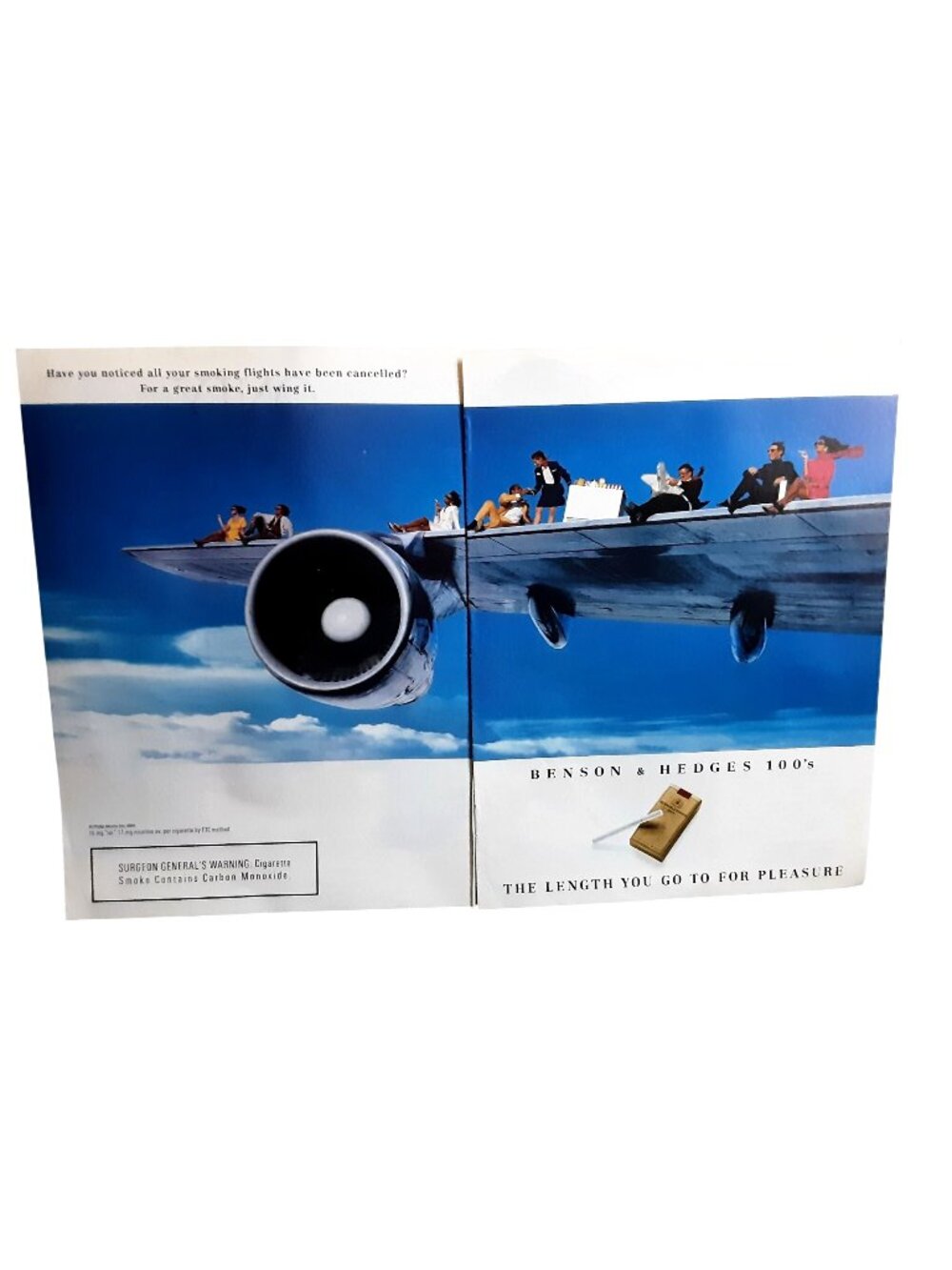 1994 Benson & Hedges 100's Cigarettes 2 Page Vintage Print Ad Airplane Wing